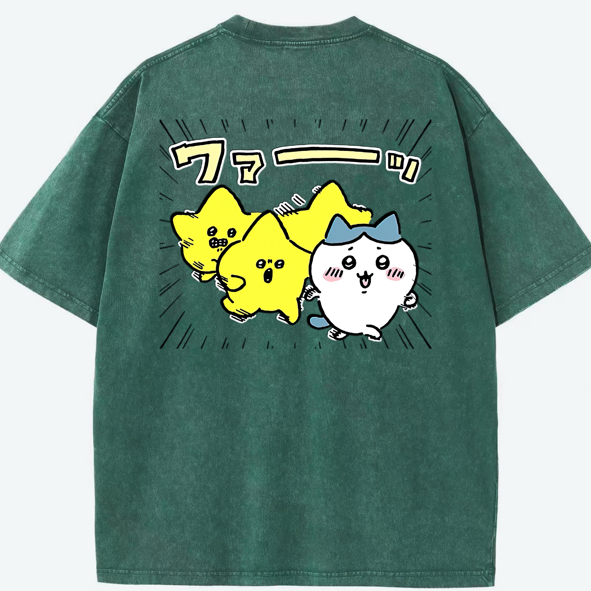 （画像用） ちいかわ 流れ星 Chii-kawa Shooting star 綿100% ヴィンテージ風 半袖Tシャツ（背面プリント）